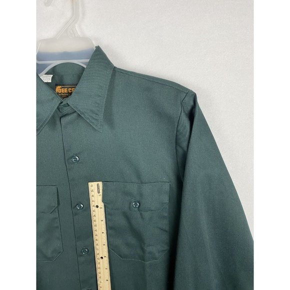VTG 80s Washington Dee Cee DC Mens Size 14 1/2 Button Up Shirt Long Sleeve Green - Picture 10 of 10